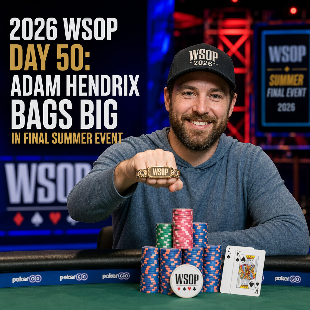 Illustration of 2026 WSOP Day 50: Adam Hendrix Bags Big in Final Summer Event