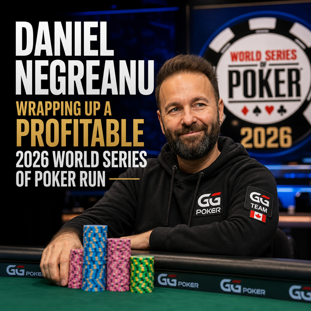 Illustration of Daniel Negreanu Wrapping Up a Profitable 2026 World Series of Poker Run