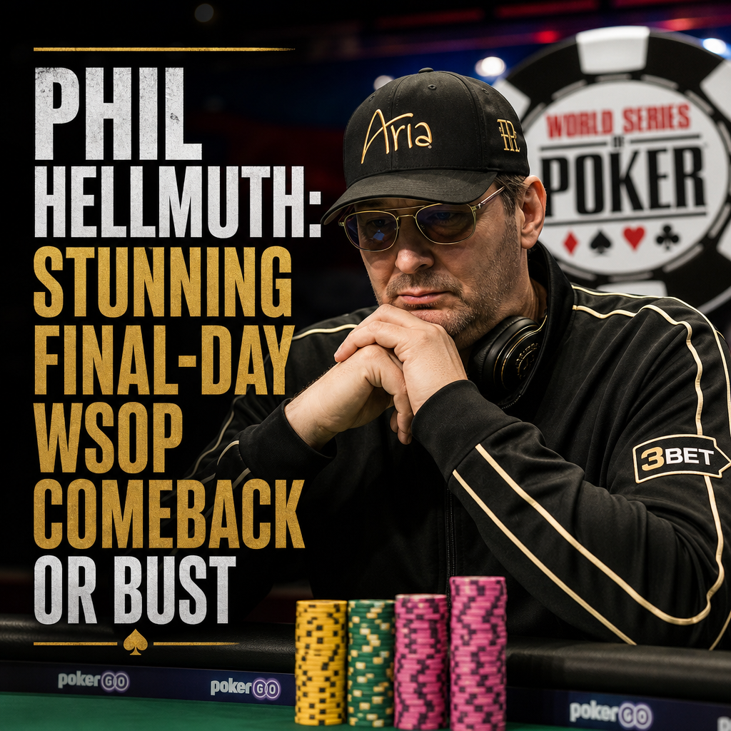 Illustration of Phil Hellmuth: Stunning Final-Day WSOP Comeback or Bust