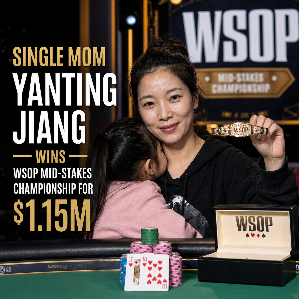 Illustration of Single Mom Yanting Jiang Wins WSOP Mid-Stakes Championship for $1.15M
