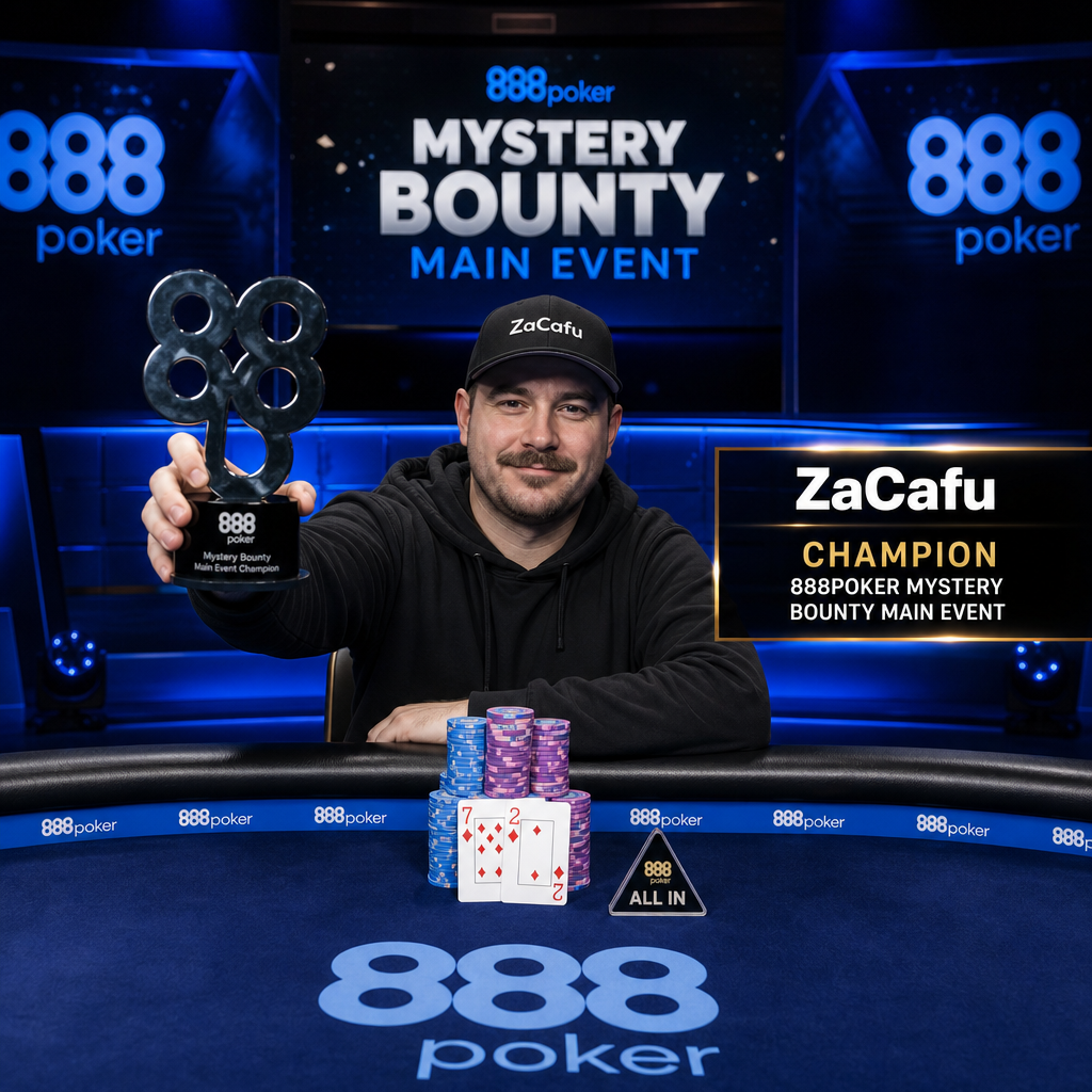 Illustration of ZaCafu Goes Wire-to-Wire in the Stunning 888poker Mystery Bounty Main Event