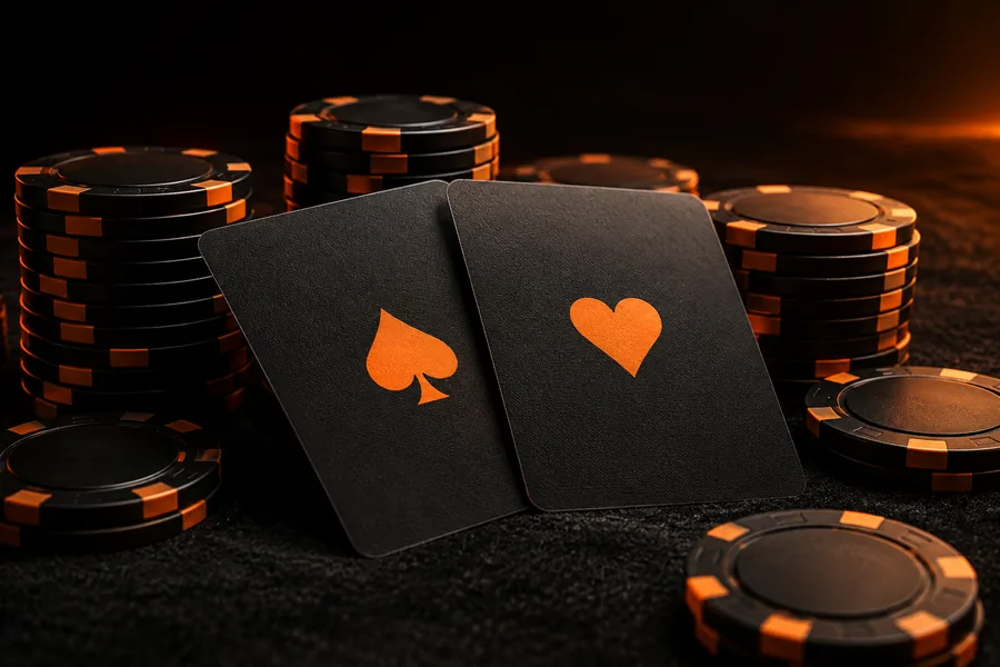 Poker chips on a dark table